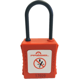 CATU PP-4-38-O-A7 Insulating Safety Padlock with Retaining Key, Nylon Shackle H 38 MM ∅ 4 MM