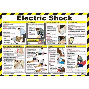 Boddingtons Electrical Electric Shock First Aid Poster, 590 x 420mm