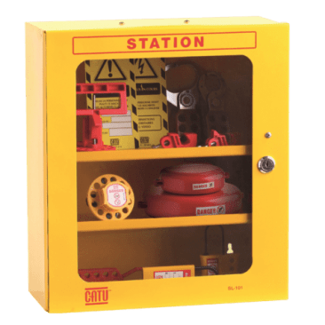 CATU SL-101 Yellow Lockout Stations Cabinet with 2 Adjustable Shelves