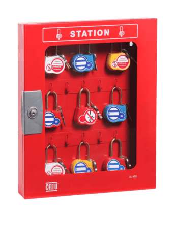 CATU SL-102 Red Lockout Station Padlock Cabinet for 42 Padlocks