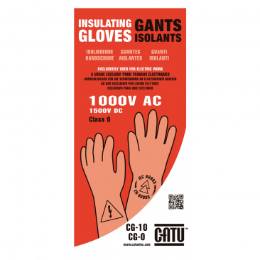 CATU CG-10 Insulating Natural Rubber Dielectric Safety  Electrician's Gloves, 1000 Max Working Voltage, Class 0, 360mm Length